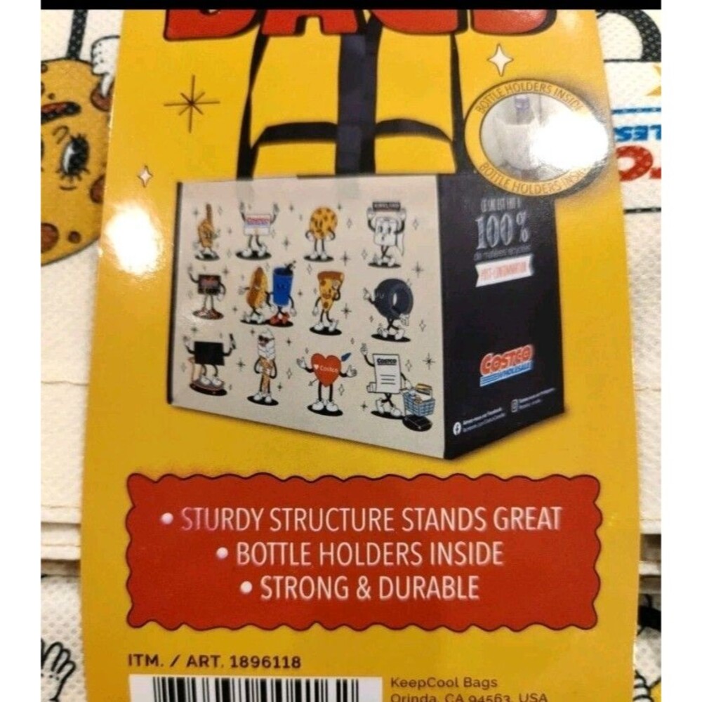 COSTCO KEEP COOL REUSABLE CHARACTER TOTE SHOPPING BAGS -4 BAGS -LARGE HEAVY DUTY - Picture 5 of 10